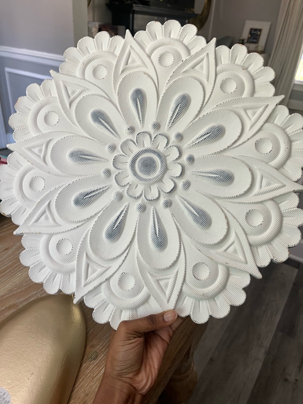 Decorative White Embossed Mandala Wall Accent